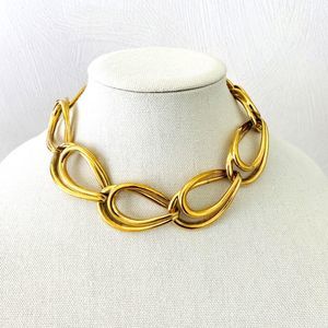 Vintage Rare Givenchy Signed Statement Chunky Link Chain Gold Tone Necklace 17"